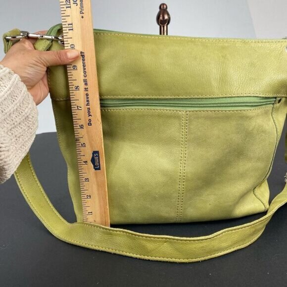 Fossil  green leather Crossbody bag with strap Zipper Pockets inner poccket - Picture 4 of 15